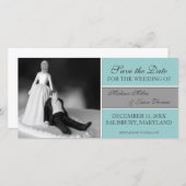 Grappige Save the Date-aankondigingen {Teal} Save The Date (Voorkant / Achterkant)