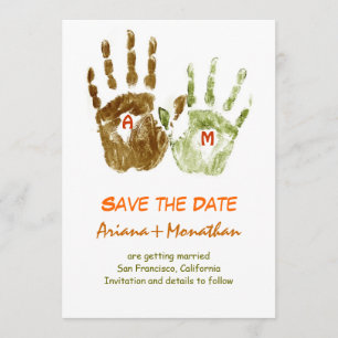 grappige save the date uitnodiging met handen