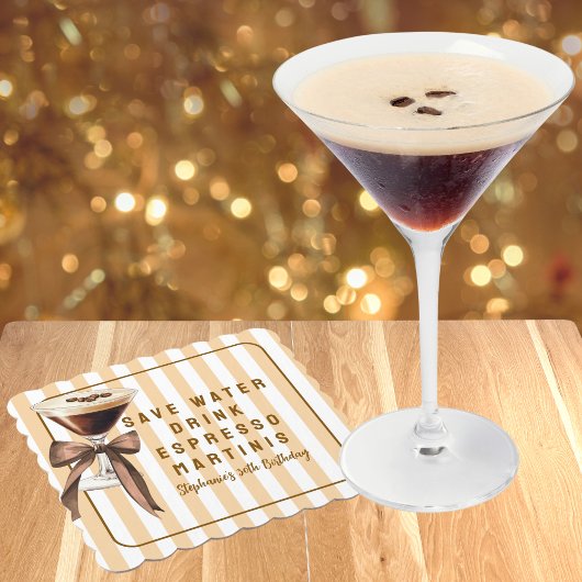 Grappige Save Water Drink Espresso Martinis Verjaa Kartonnen Onderzetters