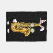 Grappige saxofoon Bunny Easter Egg Paasdag Vrouwen Fleece Deken (Voorkant (Horizontaal))