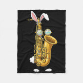 Grappige saxofoon Bunny Easter Egg Paasdag Vrouwen Fleece Deken (Voorkant)