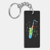 Grappige saxofoon muzikant jazz muziekliefhebber sleutelhanger (Voorkant Links)