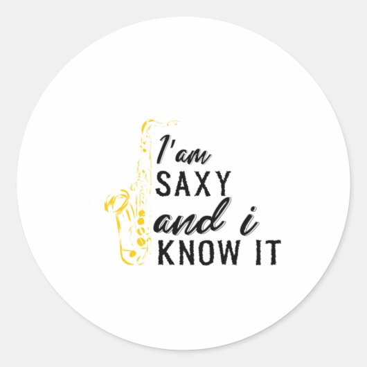 Grappige Saxofoon, Saxofoon Gift voor Saxaphone Ronde Sticker (Voorkant)