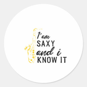 Grappige Saxofoon, Saxofoon Gift voor Saxaphone Ronde Sticker