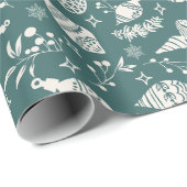 Grappige Scandinavische Botanische Groen Kerst Cadeaupapier (Rol Hoek)