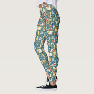 Grappige Scandinavische kerstkabouters met dieren Leggings