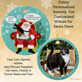 Grappige Scardy Cat Bezoeken Santa Custom Christma Keramisch Ornament