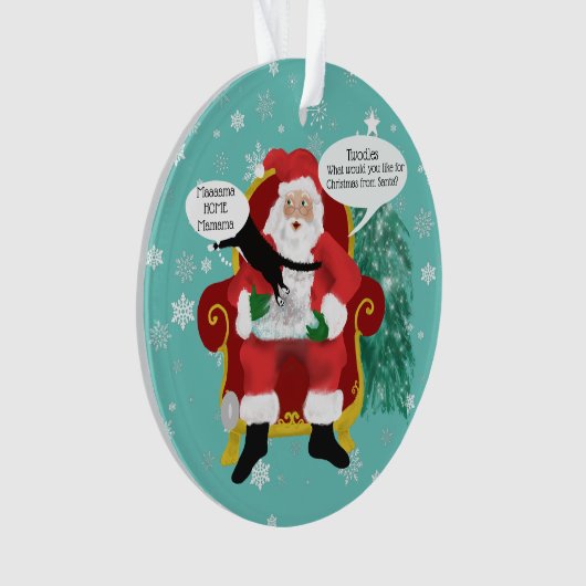 Grappige Scaredy Cat Bezoeken Santa Custom Kerstmi Ornament (voorkant)