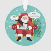 Grappige Scaredy Cat Bezoeken Santa Custom Kerstmi Ornament (voorkant)