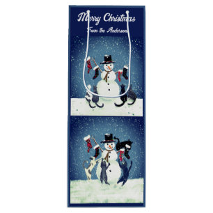 Grappige Scènes van een Cat Christmas Party Wijn Cadeautas
