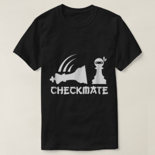 Grappige schaak kunst met ninja pion schaakmat t-shirt
