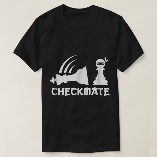 Grappige schaak kunst met ninja pion schaakmat t-shirt (Design voorkant)