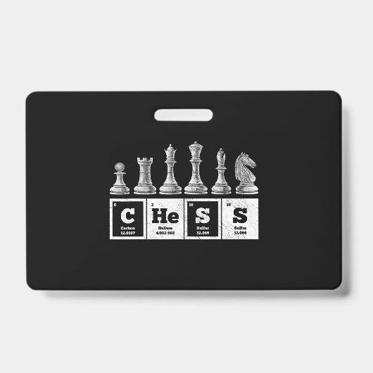 grappige schaakspeler geek periodiek systeem schei badge (Voorzijde)