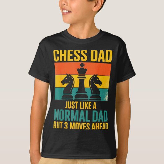 Grappige schaakvader zoals normale vader drie zett t-shirt (Voorkant)