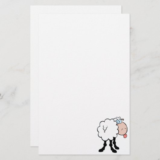 grappige schaap die van achteren tong briefpapier (Voorkant / Achterkant)