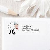 grappige schaap die van achteren tong etiket (Insitu)