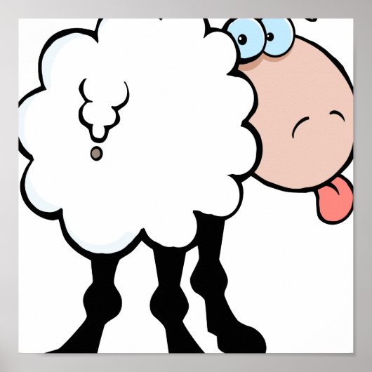 grappige schaap die van achteren tong poster (Voorkant)