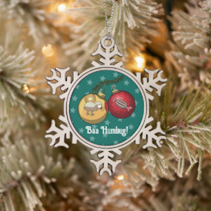 Grappige schaap kerst snoep Baa Humbug Cartoon Tin Sneeuwvlok Ornament