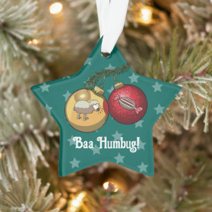 Grappige schaap Kerstmis snoep Baa Humbug Cartoon Ornament