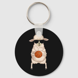 Grappige schaap lam wearing zonnebril spelend skel sleutelhanger