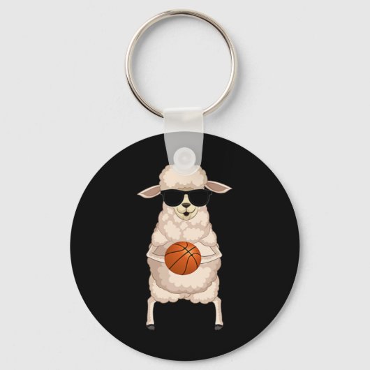 Grappige schaap lam wearing zonnebril spelend skel sleutelhanger (Voorkant)