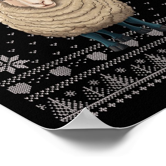 Grappige Schaap Lelijke Kersttrui Kerstman Pus Poster (Hoek)