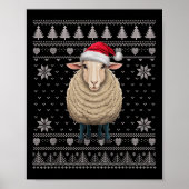 Grappige Schaap Lelijke Kersttrui Kerstman Pus Poster (Voorkant)
