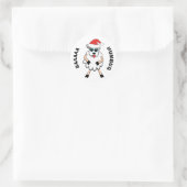 Grappige schaap Santa Baa Humbug Kerstmis Ronde Sticker (Tas)