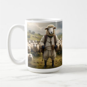 Grappige schaapjes met zijn kudde schapen, koffiemok