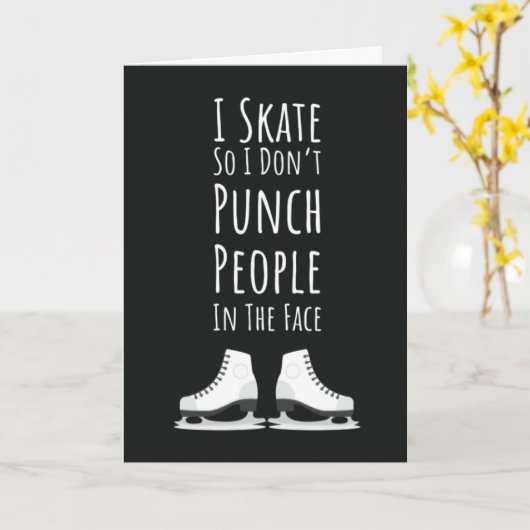 Grappige Schaats Kaarten Schaatser Vrouwen Winters (Gele Bloem)