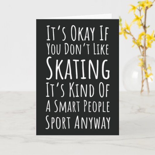 Grappige Schaats Kaarten Schaatser Wintersporten (Gele Bloem)