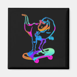 Grappige Schaatsende Dino Skateboard Skateboarden  Magneet