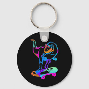 Grappige Schaatsende Dino Skateboard Skateboarden  Sleutelhanger