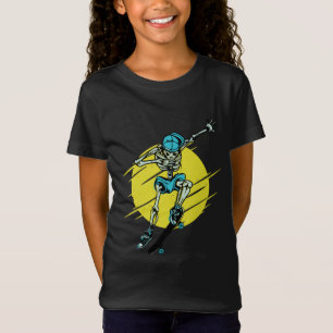 Grappige Schaatsende Skelet Skateboard Design T-shirt