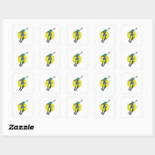 Grappige Schaatsende Skelet Skateboard Design Vierkante Sticker (Vel)