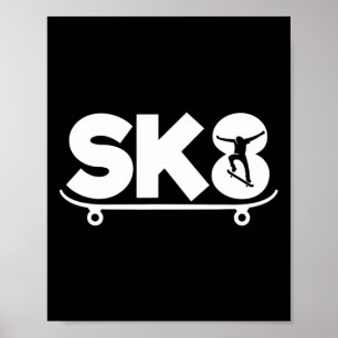 Grappige schaatser skateboarden  poster