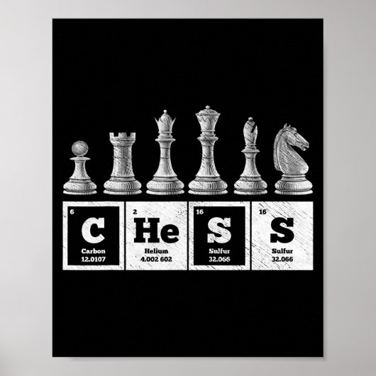 Grappige schaker Geek Periodic System Chemistry Poster (Voorkant)