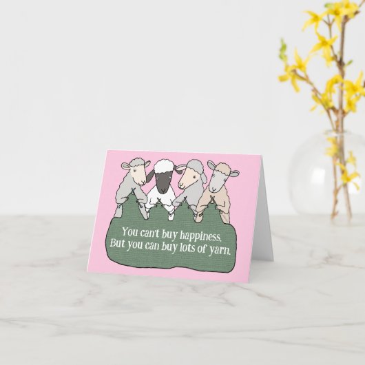 Grappige schapen die garen breien Schattige breist Kaart (Gele Bloem)