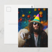 Grappige schapen en Jezus op een kleurfeestje Briefkaart (Voorkant / Achterkant)