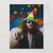 Grappige schapen en Jezus op een kleurfeestje Briefkaart (Voorkant)