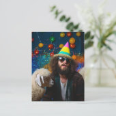 Grappige schapen en Jezus op een kleurrijk verjaar Briefkaart (Staand voorkant)