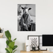 Grappige schapen in badjas kunst, vreemde badkamer poster (Thuiskantoor)