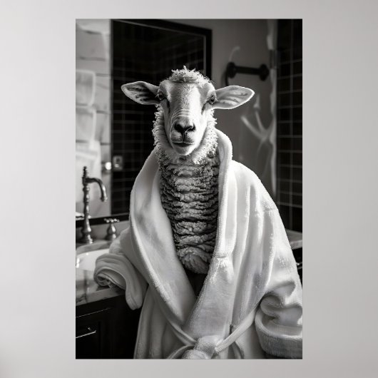 Grappige Schapen in Badjas Print Grappige Badkamer (Voorkant)