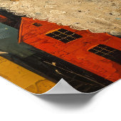 Grappige schapen in de stad Folk Art olieverfschil Poster (Hoek)