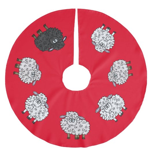 Grappige Schapen Kerstboom Vloerkleed Rok (Voorkant)