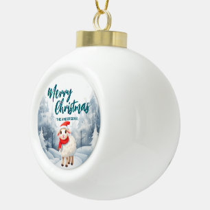 Grappige Schapen Lamp Kerstmis boom sneeuw Vakanti Keramische Bal Ornament