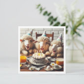 Grappige schapen verjaardag uitnodiging, feestbees kaart (Staand voorkant)