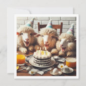 Grappige schapen verjaardag uitnodiging, feestbees kaart (Voorkant)