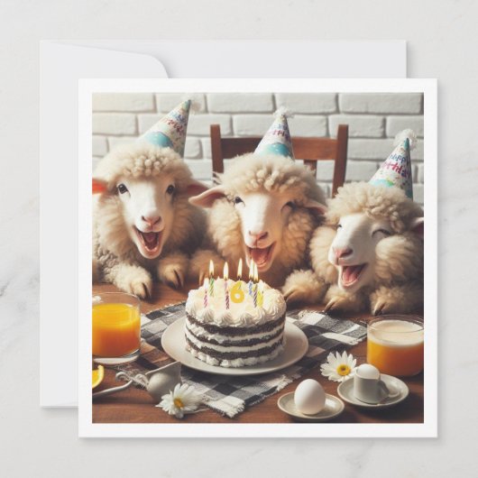 Grappige schapen verjaardag uitnodiging, feestbees kaart (Voorkant)