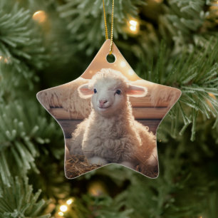 Grappige schapenkerst, cadeau voor boerderij liefh keramisch ornament